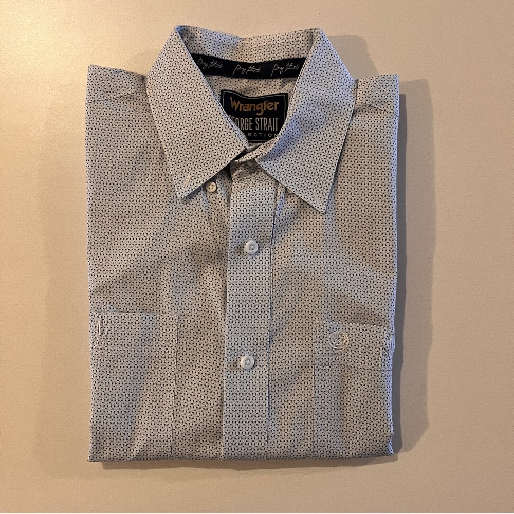 Wrangler Men's George Strait Button Down - Blue/ White